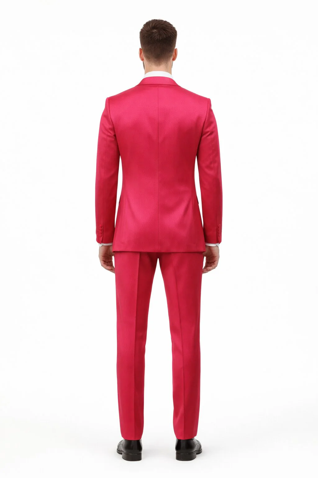Mens Single Breast Suit Hot Pink - Sateen Shiny Fabric Metallic Fabric - Sharskin - Image 2