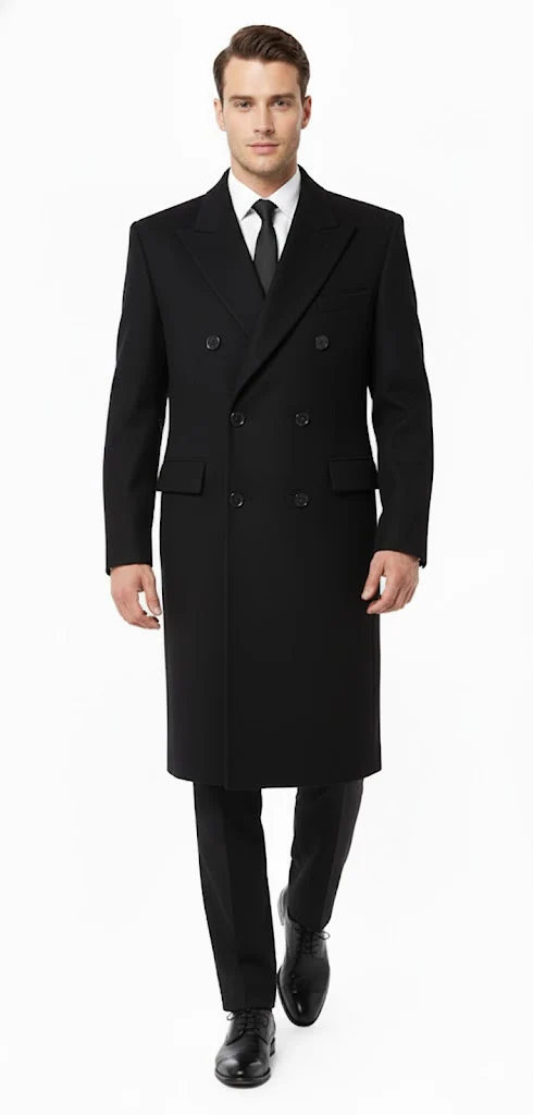 Men'S Six Buttons Black Fully Lined Men'S Overcoat Long Coat Winter Men'S Topcoat Sale