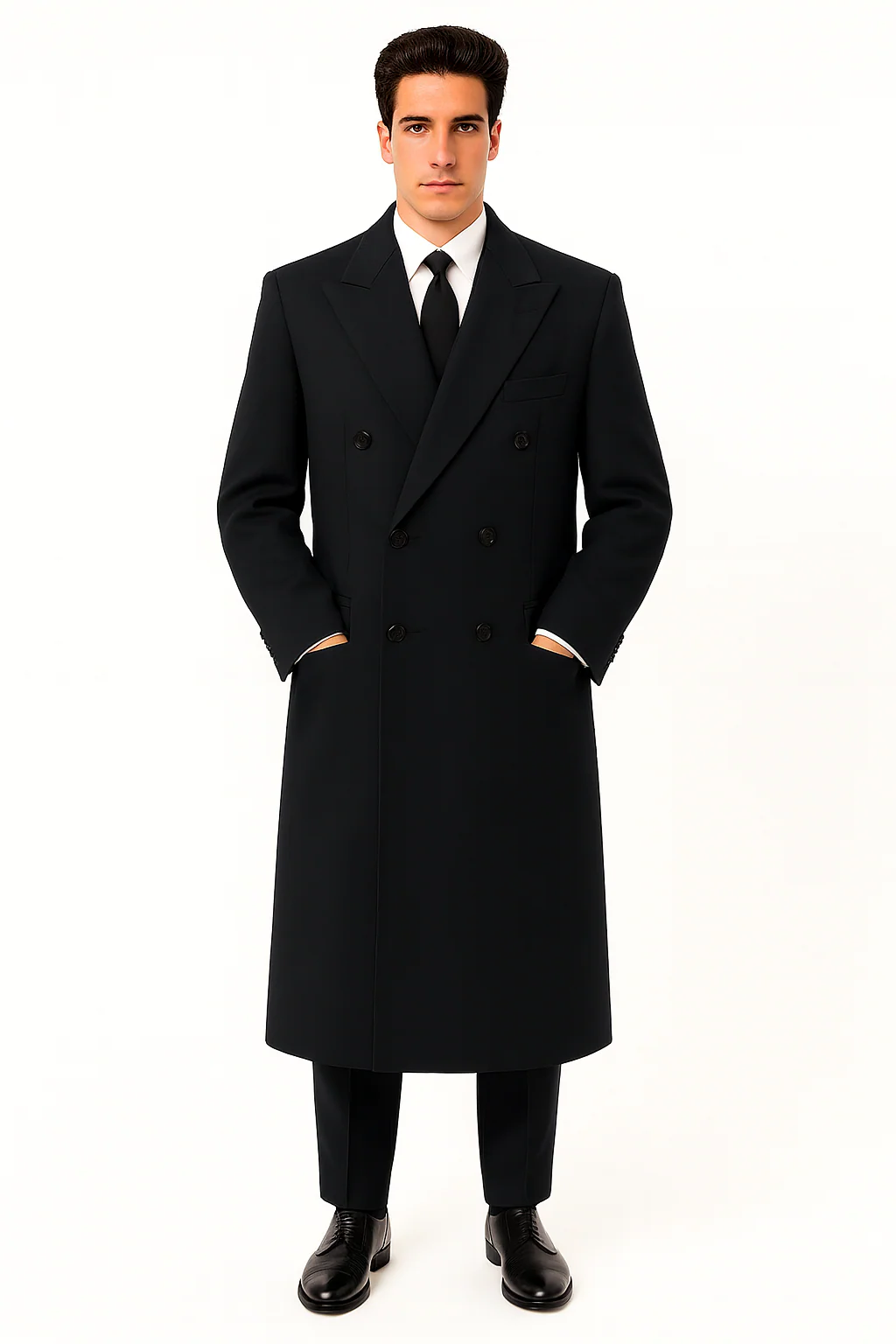 Men'S Six Buttons Black Fully Lined Men'S Overcoat Long Coats Winter Men'S Topcoat Sale - Image 2