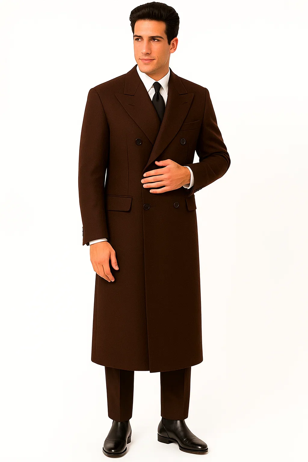Men'S Six Buttons Black Fully Lined Men'S Overcoat Long Coats Winter Men'S Topcoat Sale - Image 5