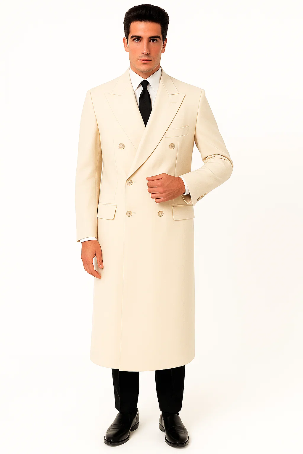 Men'S Six Buttons Black Fully Lined Men'S Overcoat Long Coats Winter Men'S Topcoat Sale - Image 7
