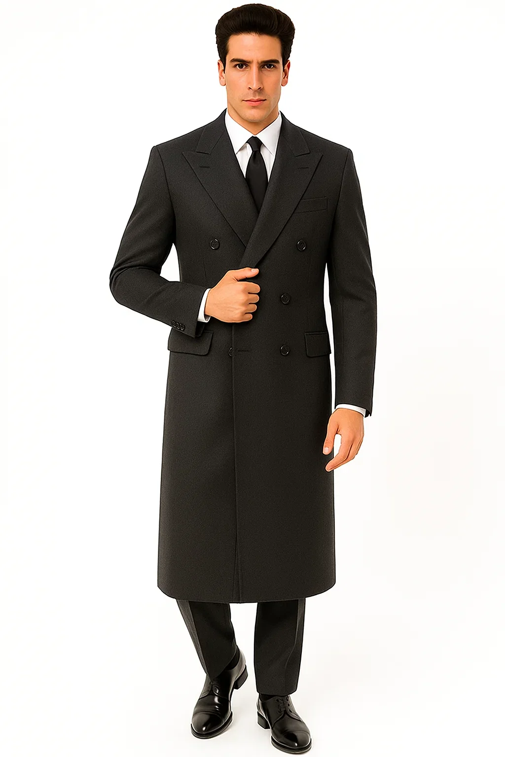 Men'S Six Buttons Black Fully Lined Men'S Overcoat Long Coats Winter Men'S Topcoat Sale - Image 8