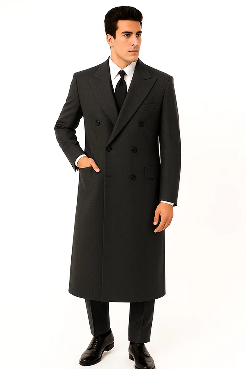 Men'S Six Buttons Black Fully Lined Men'S Overcoat Long Coats Winter Men'S Topcoat Sale - Image 9