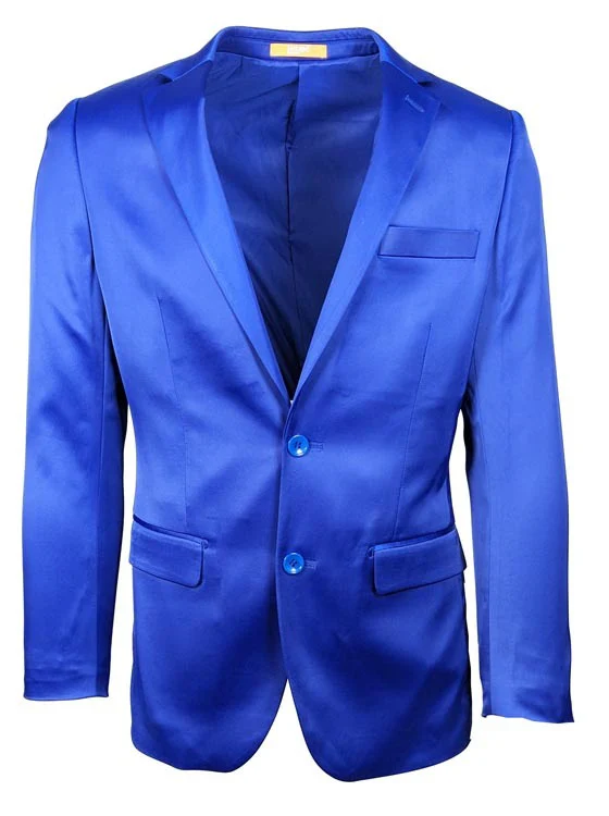Men’s Slim Fit Blue Satin Blazer – Elegant Two-Button Formal Suit Jacket for Weddings, in blue Color - Image 9