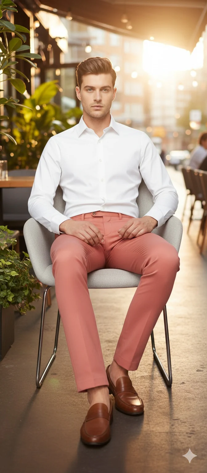 Mens Slim Fit Coral Pink Dress Pants β Stylish Formal and Casual Trousers for All Occasions - Image 5