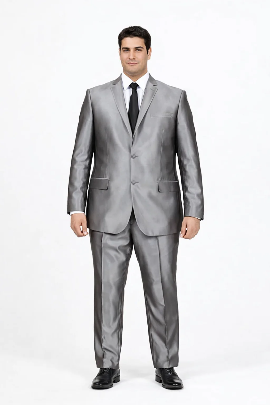 Men'S Slim Fit Grey Charcoal Shiny Sharkskin Suit - Image 6