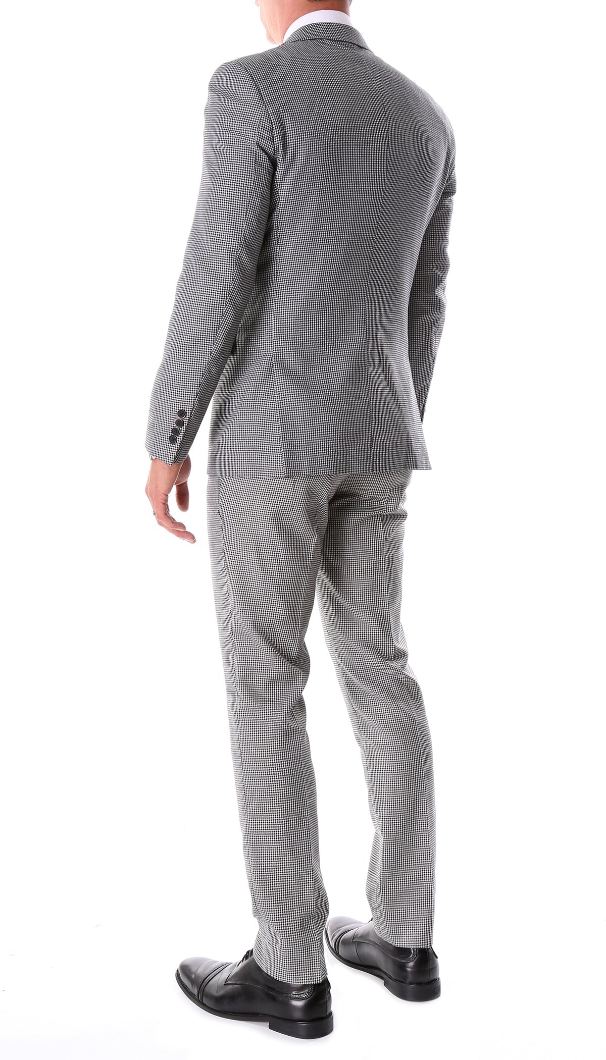 Mens Slim Fit Houndstooth Peak Lapel 2pc Suits - Image 3