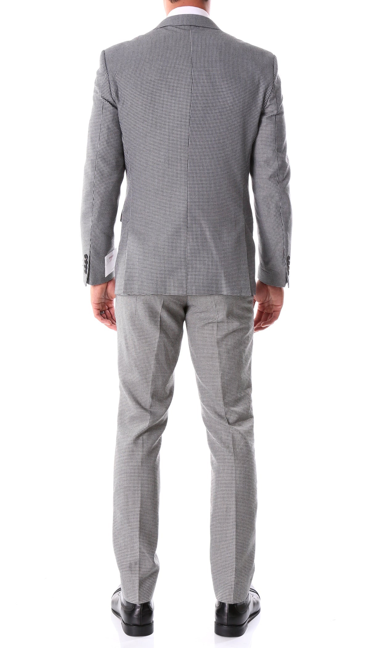 Mens Slim Fit Houndstooth Peak Lapel 2pc Suits - Image 4