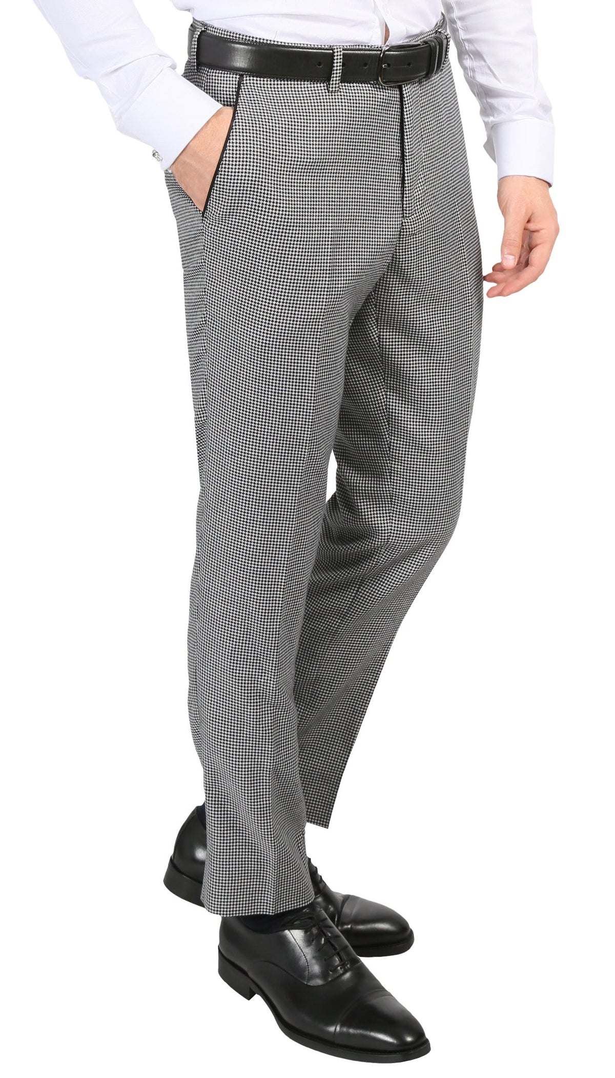 Mens Slim Fit Houndstooth Peak Lapel 2pc Suits - Image 5