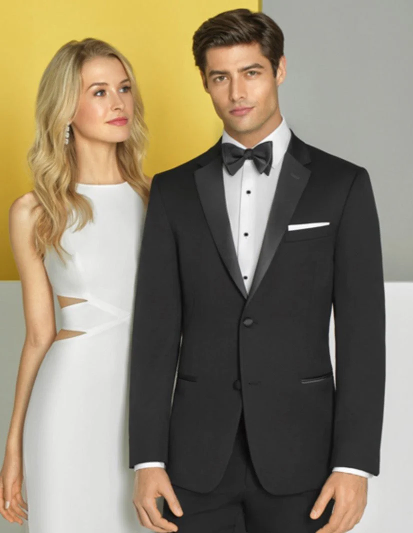 Men's Designer Slim Fit Two Button Tuxedo - Black
