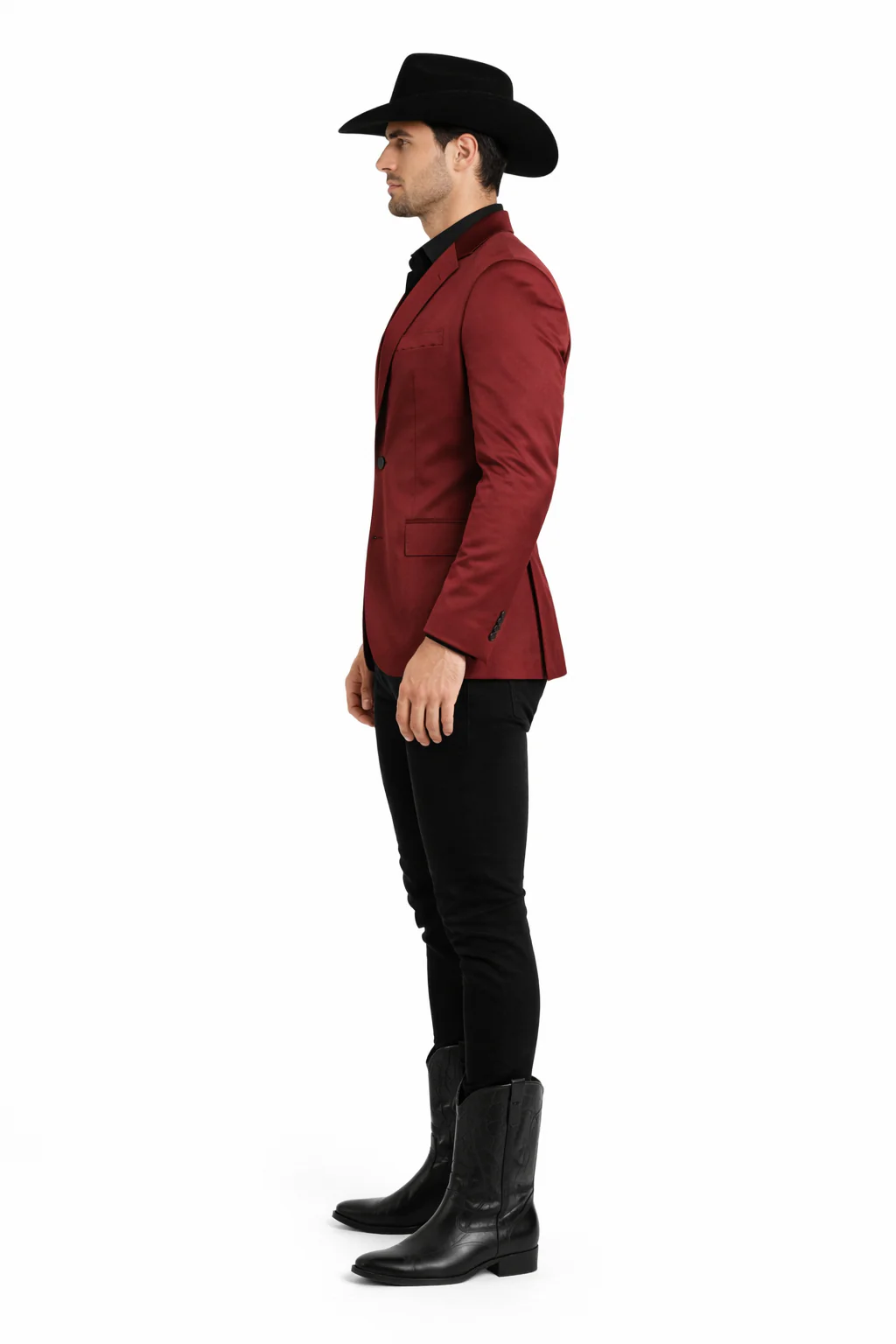 Men's Slim Fit Western Blazer Sport Coats Burgundy Sacos Vaqueros Para Hombre - Image 3