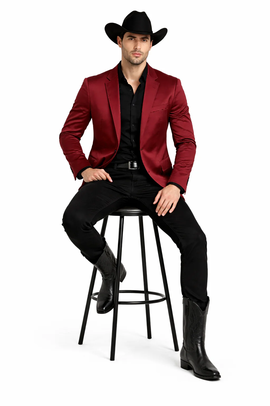Men's Slim Fit Western Blazer Sport Coats Burgundy Sacos Vaqueros Para Hombre - Image 4