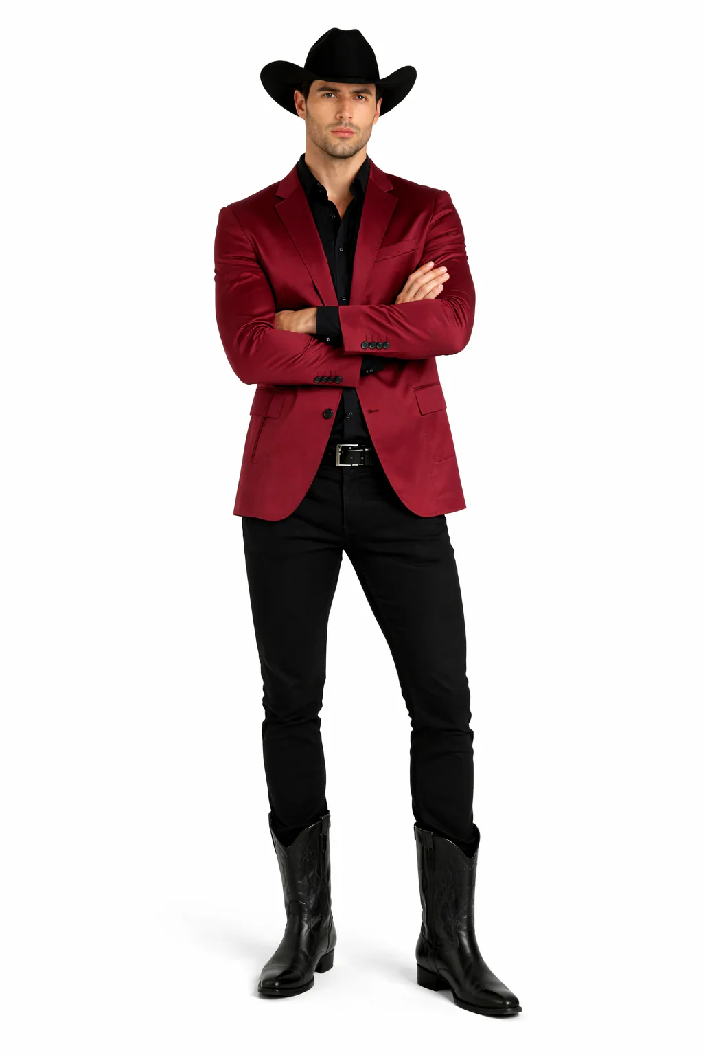 Men's Slim Fit Western Blazer Sport Coats Burgundy Sacos Vaqueros Para Hombre - Image 5