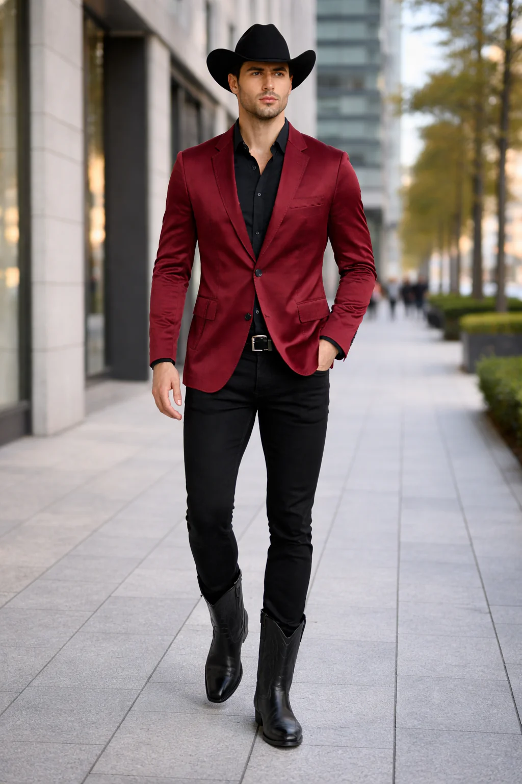 Men's Slim Fit Western Blazer Sport Coats Burgundy Sacos Vaqueros Para Hombre - Image 6