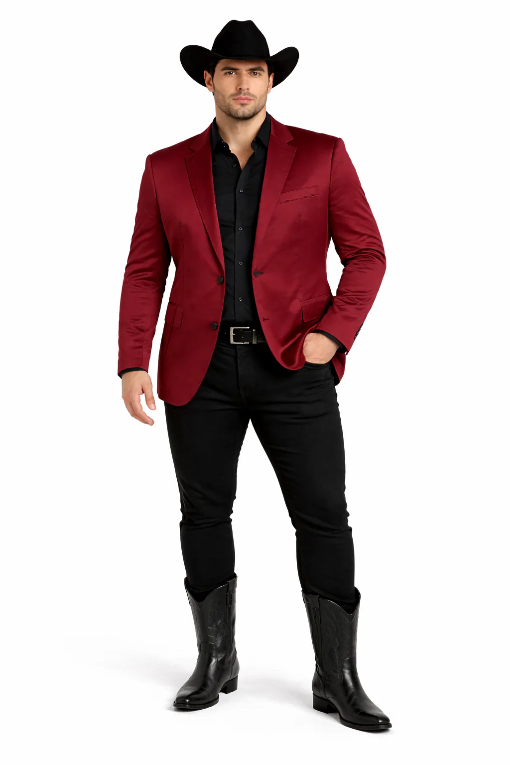 Men's Slim Fit Western Blazer Sport Coats Burgundy Sacos Vaqueros Para Hombre - Image 7
