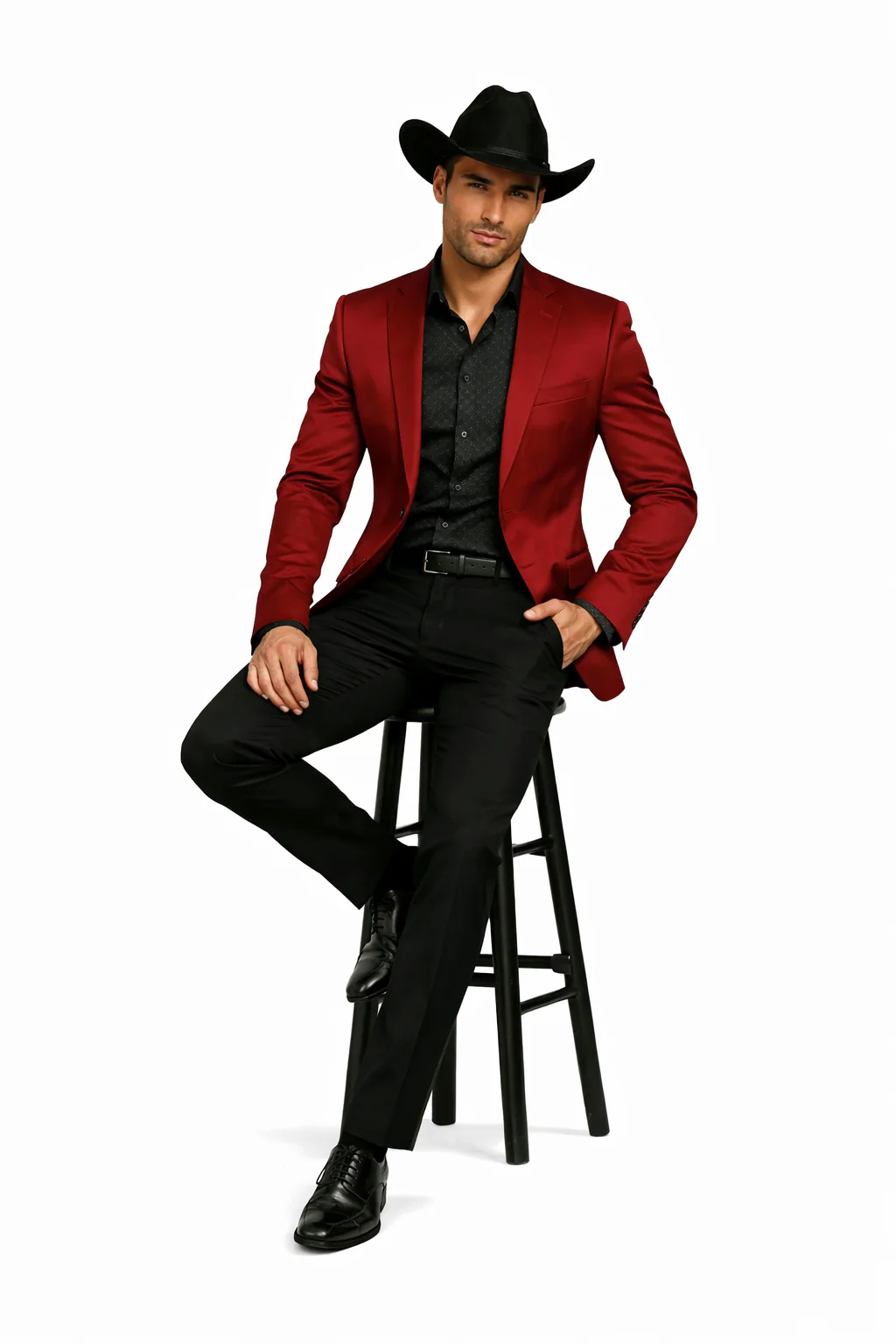 Men's Slim Fit Western Blazer Sport Coats Red Sacos Vaqueros Para Hombre - Image 4