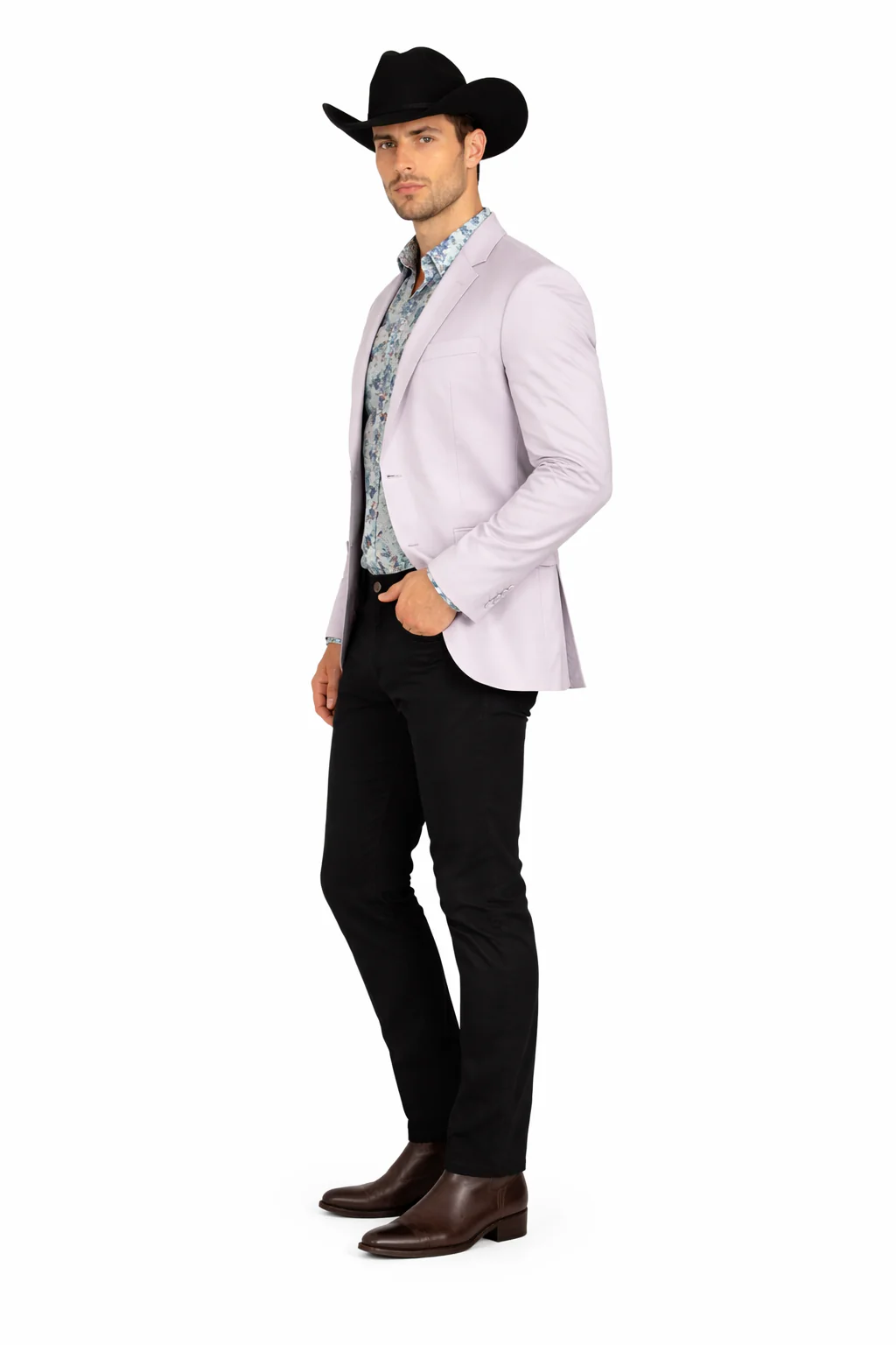 Men's Slim Fit Western Blazer Sportcoat Silver Sacos Vaqueros Para Hombre - Image 3