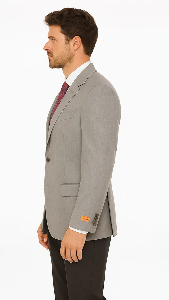 Men's Sport Coat Jacket Blazer 100% Wool Patterned Fabric Two Button Grey - Image 7
