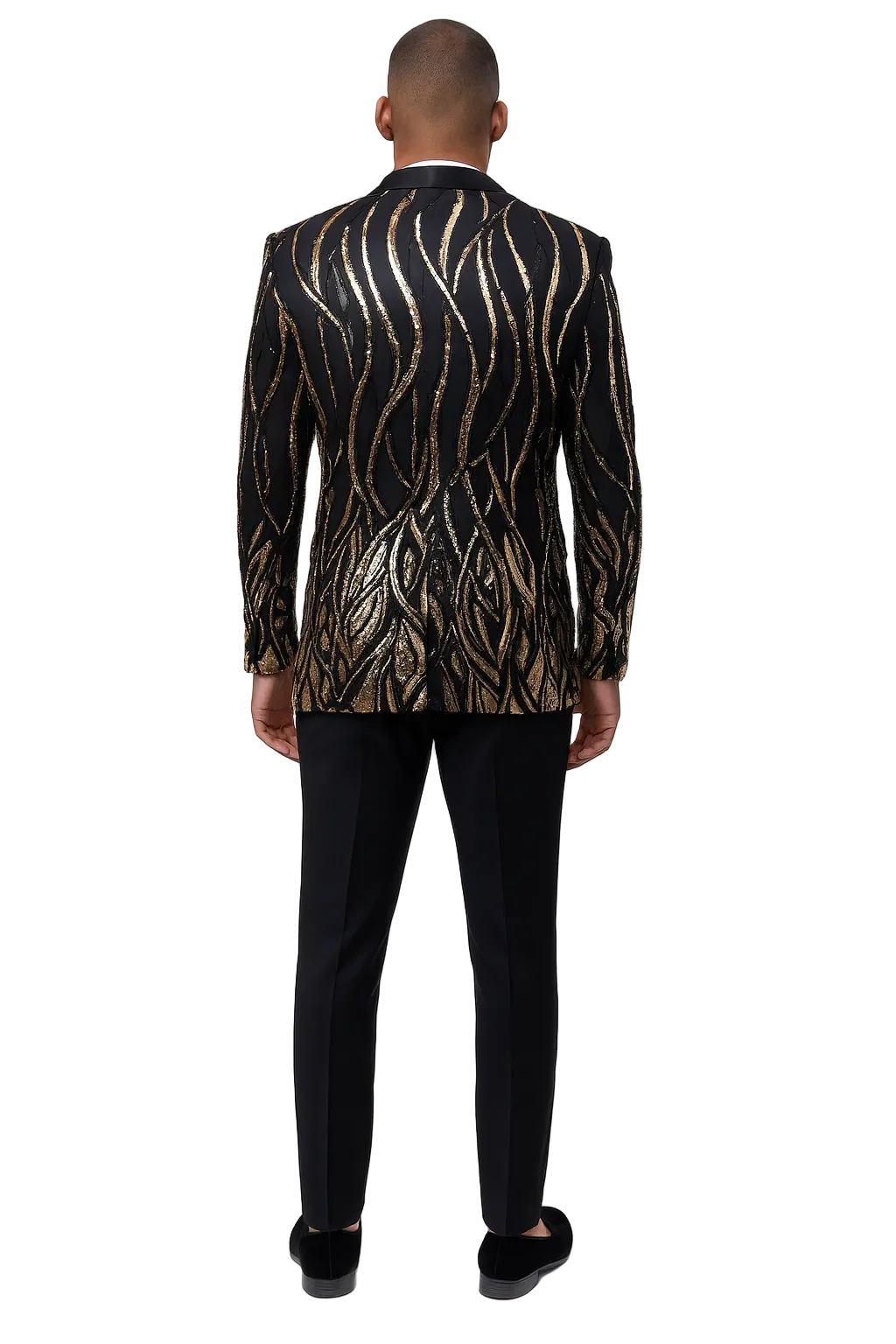 EJ Samuel Black & Gold Sequin Shawl Lapel Tuxedo Jacket - Image 2