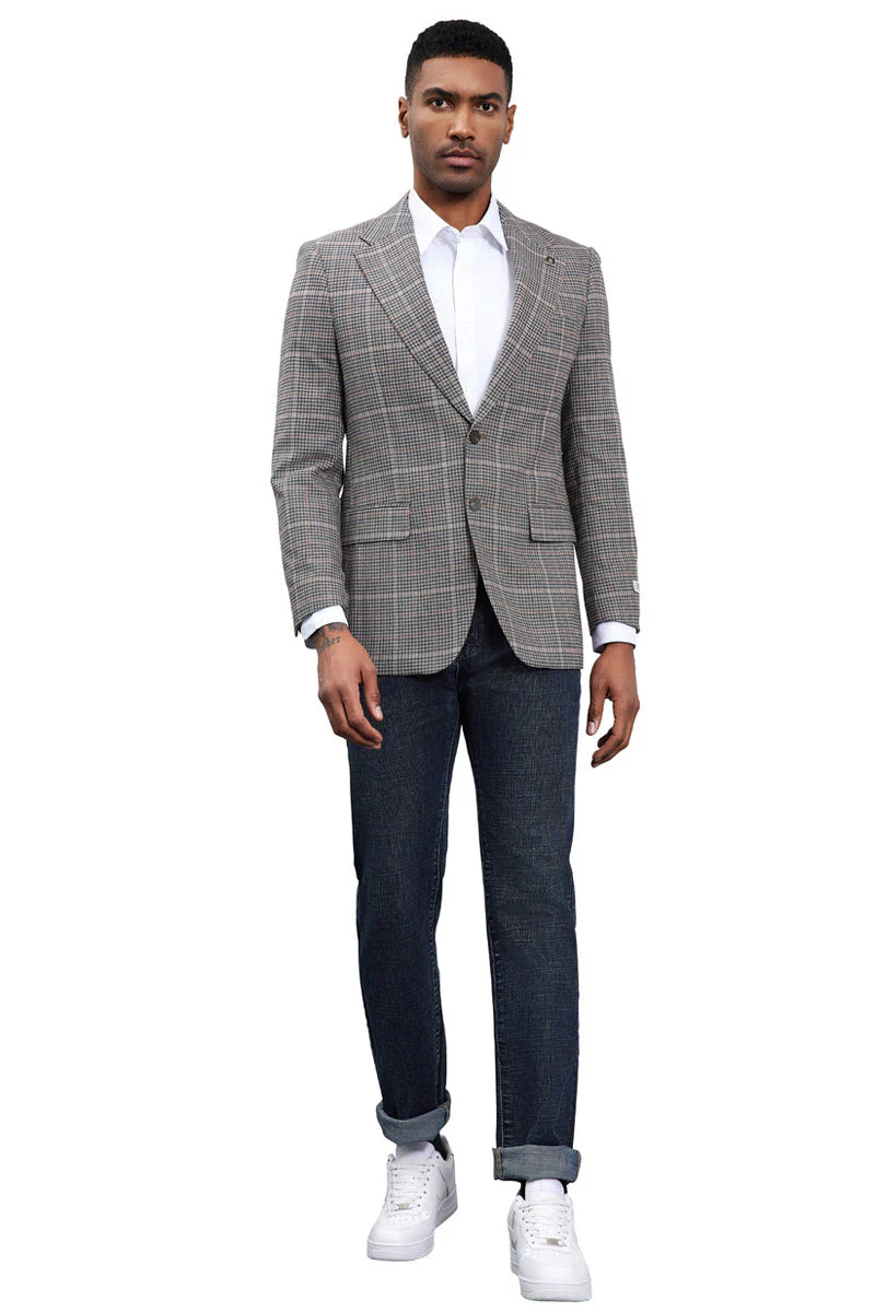 Men's Stacy Adams Modern Fit Business Sport Coat Blazer in Charcoal Grey Plaid - Image 2