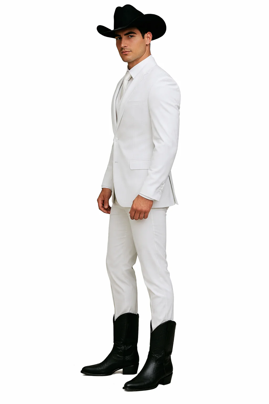 Mens Stacy Adams Suit - Designer Suit - 3 Piece Suit - Vested Suit - Flat Front Pant- Modern Fit Suits White Suit - Image 3