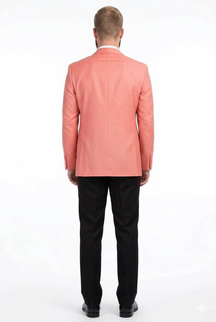 Mens Suit Blazer Jacket Two Button Stretch Sports Coats Classic Fit Living Coral - Image 2