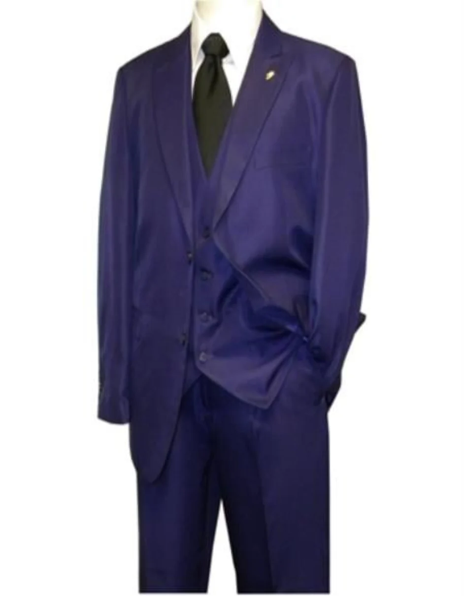 Mens Suit Brand 3 Piece Fashion Suit Vett Vested Solid Purple Suit - Image 9