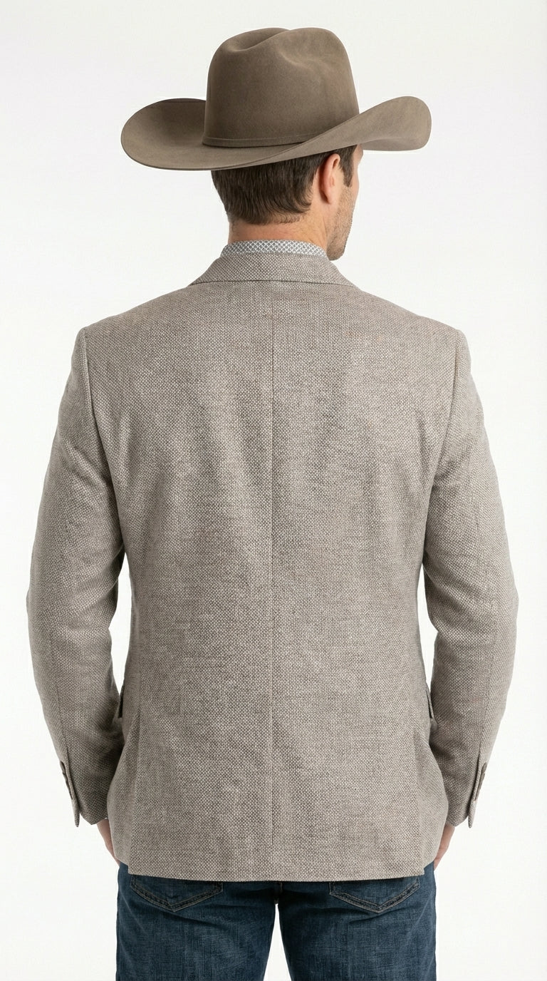 Mens Textured  Light Grey Western Blazer – Cowboy Style Casual Sport Coat for Men Classic Western Jacket - Image 6