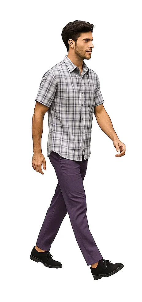 Mens Textured Plaid Walking Suit in Lavender/Off White by Dreams by Zacchi – 2 Piece Leisure Outfit with matching shirt and pant -$99 - Image 8