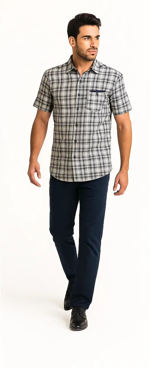 Mens Textured Plaid Walking Suit in Navy/white by Dreams by Zacchi β 2 Piece Leisure Outfit with Matching Shirt and Pants - $99 - Image 7
