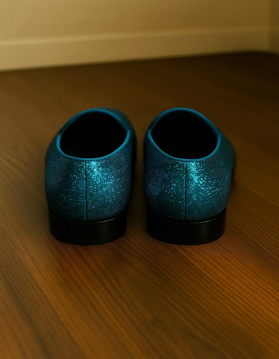 Men's Turquoise Blue Sequin Glitter Loafers – Sparkling Slip-On Party Dress Shoes for Prom, Weddings, and Nightlife - Image 3