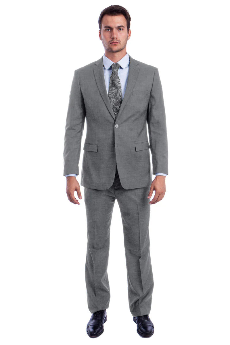 "Modern Fit Men's Summer Suit - Two Button Linen Look, Light Grey" - Image 2