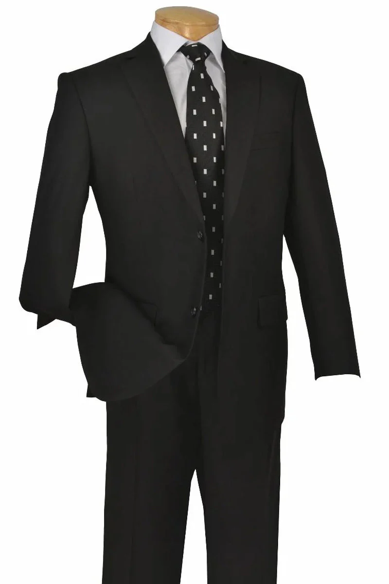 Apollo King "Black Modern Fit Poplin Suit - Men's Two-Button Style"