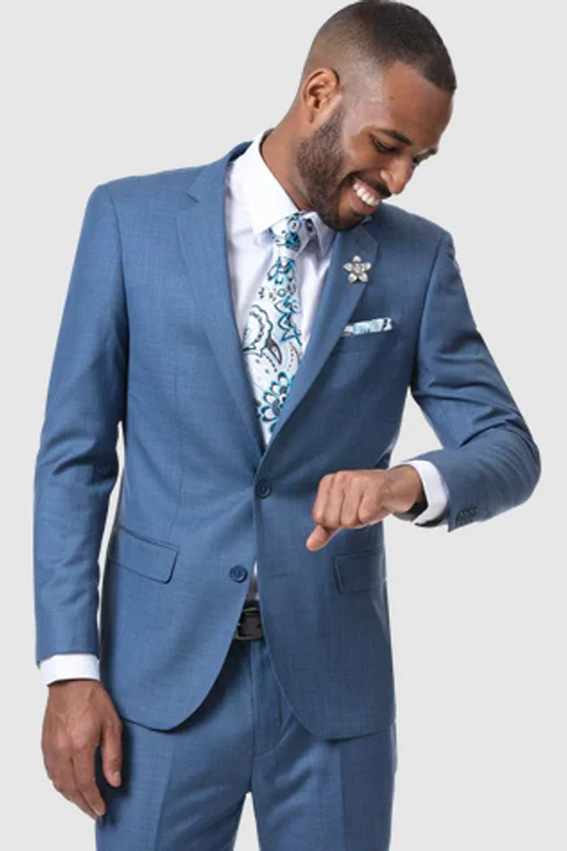 EJ Samuel Sharkskin Modern Fit Suit – French Blue