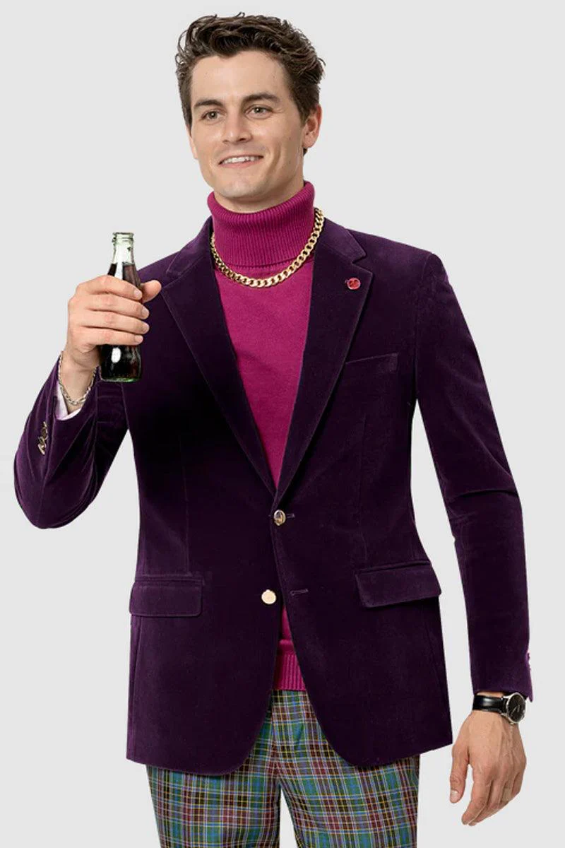 EJ Samuel Plum Velvet Modern Fit Blazer