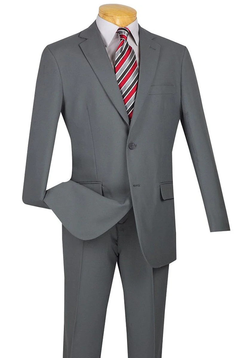 Apollo King "Modern Fit Two-Button Men's Suit in Light Grey - Wool Feel"