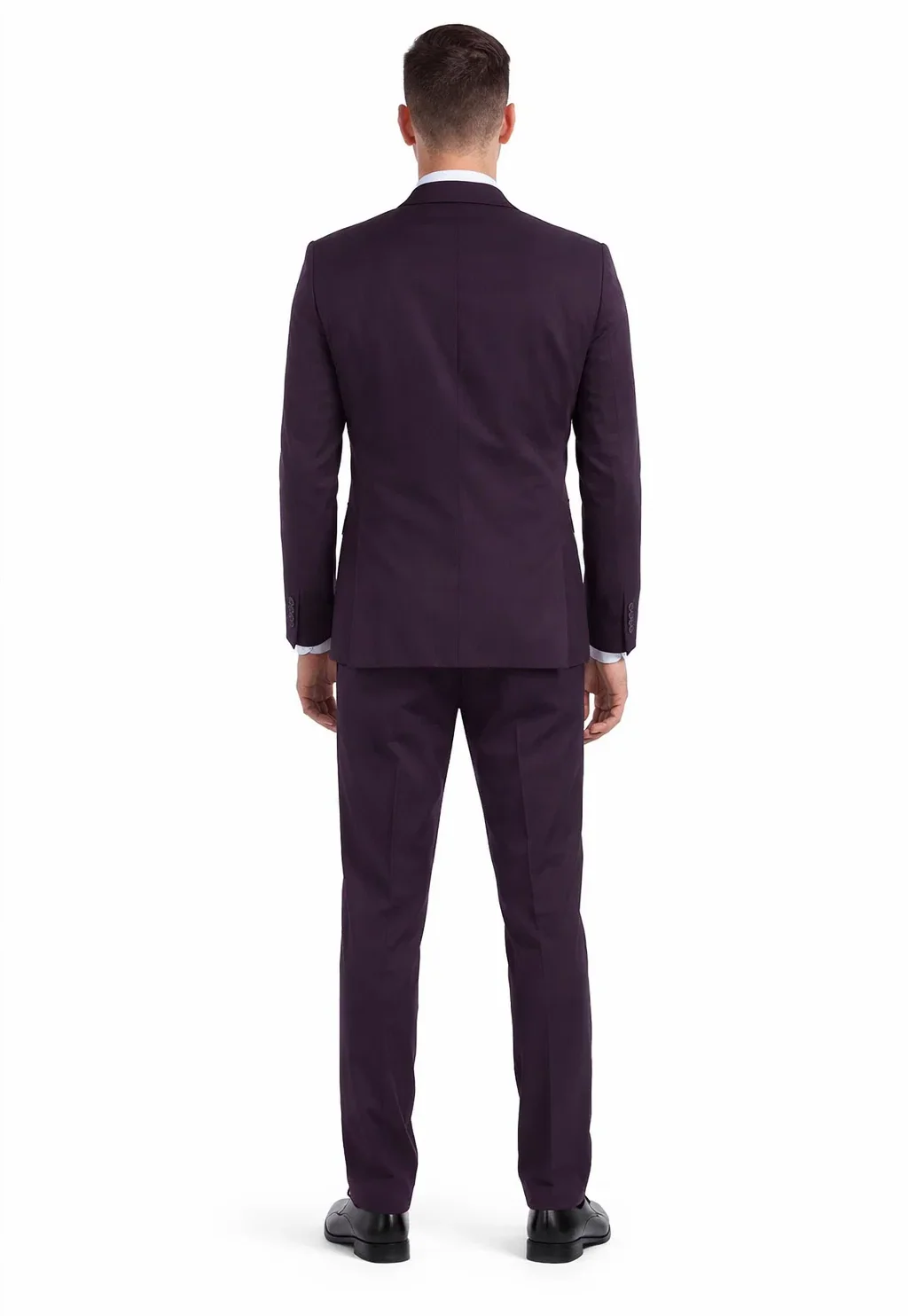 "Burgundy Men's Skinny Fit Vested Suit - Two Button Style" - Image 2