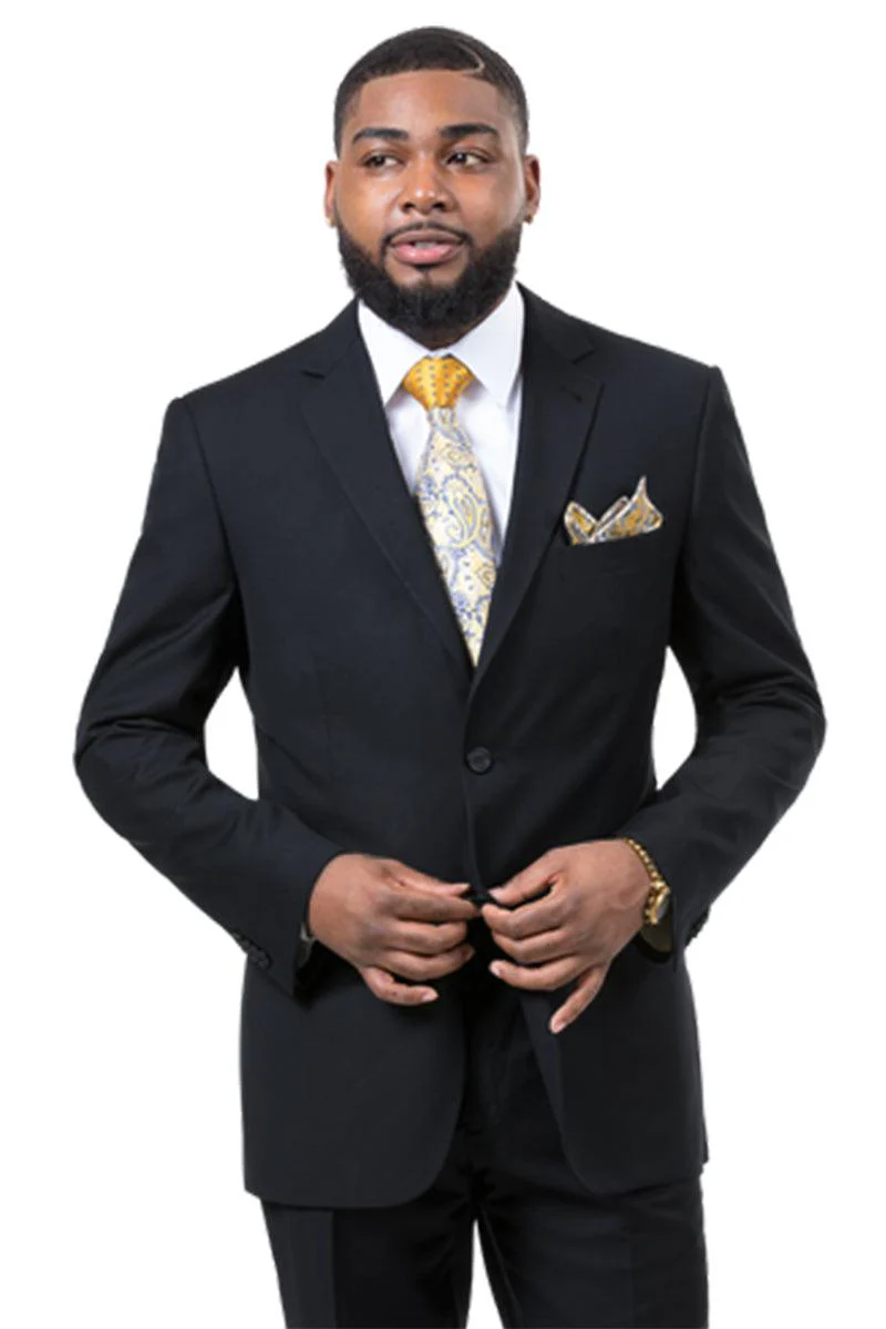 EJ Samuel Men's Slim Fit Two-Button Suit in Black