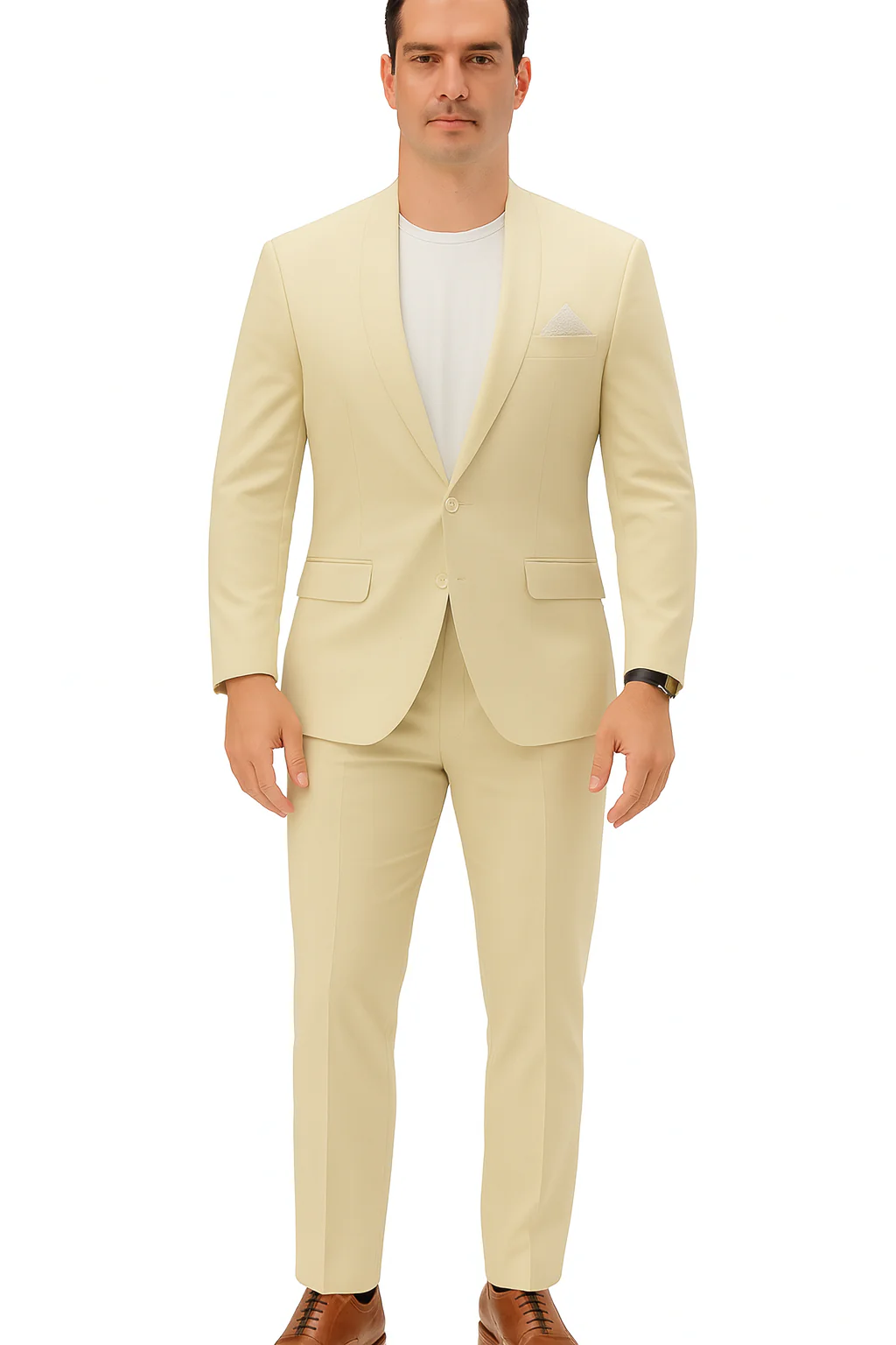 Mens Two Piece Linen Suit Relaxed Hybrid Fit No Collar - Image 7