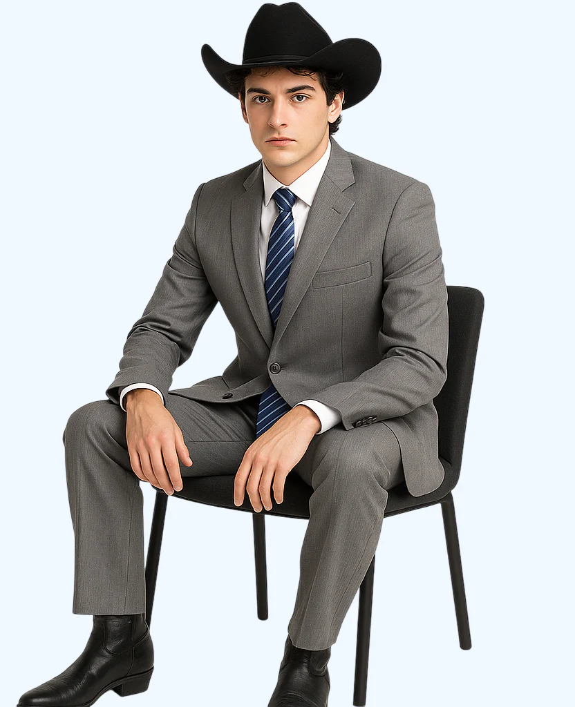 Men's Two-Piece Classic Fit 2 Button Side Vents Grey Cheap Priced Business Suits Clearance Sale - Image 4