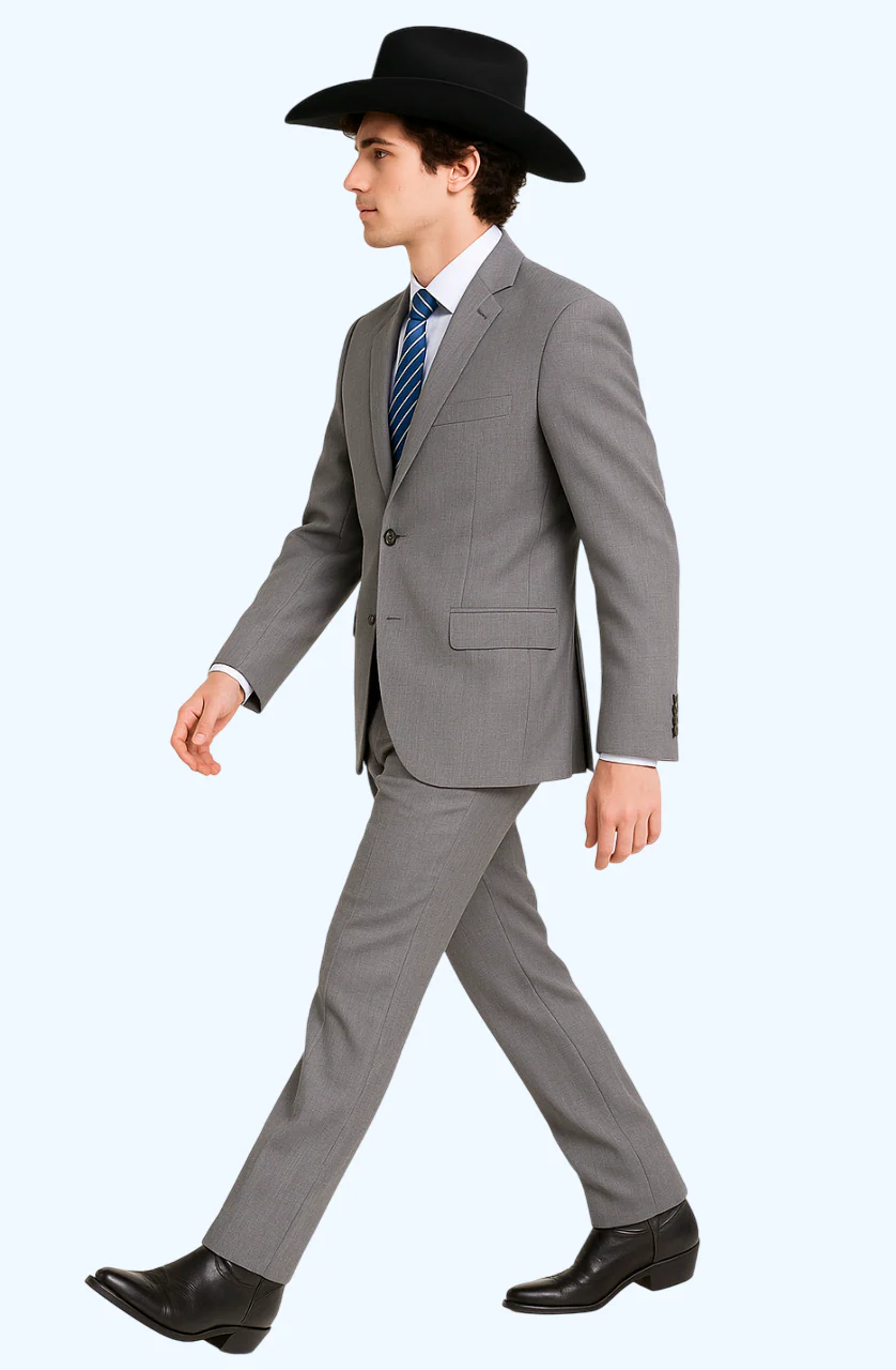 Men's Two-Piece Classic Fit 2 Button Side Vents Grey Cheap Priced Business Suits Clearance Sale - Image 5