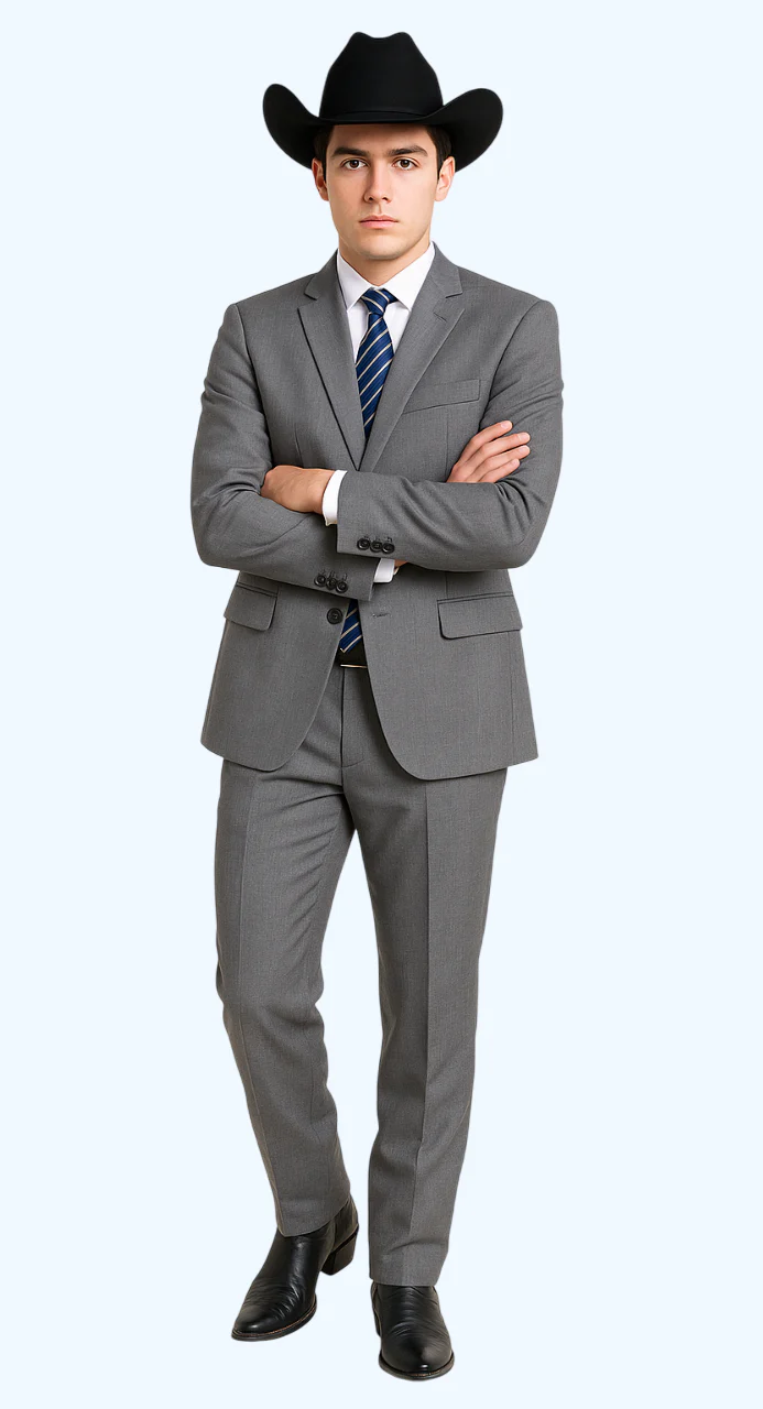 Men's Two-Piece Classic Fit 2 Button Side Vents Grey Cheap Priced Business Suits Clearance Sale - Image 6