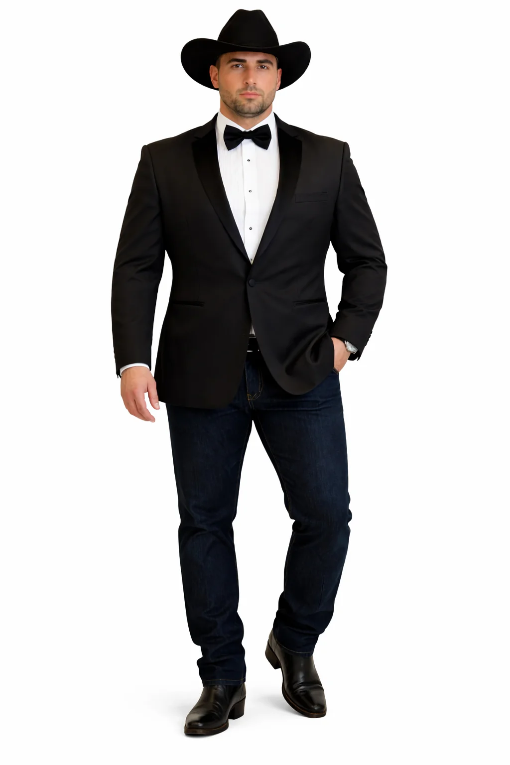 Men's Two Toned Full Lapels Shawl Black Tuxedo wool Fabric Suit - Image 7