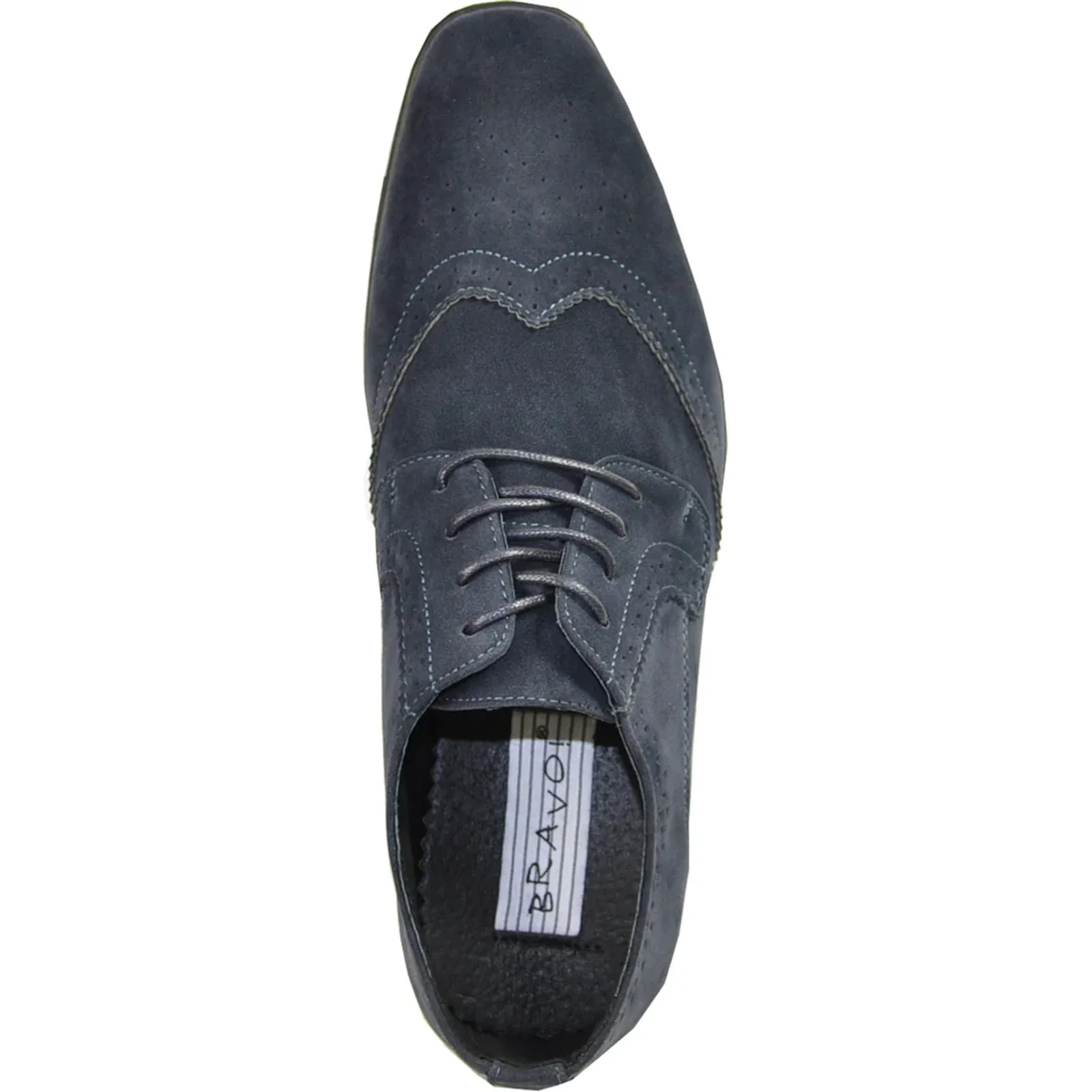 Mens Vegan Suede Wedding & Prom Wingtip Lace Up Dress Shoe in Navy Blue - Image 6