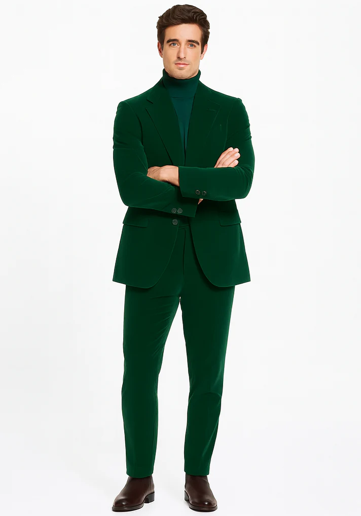 Mens Velvet Suit - Green Suit - Image 6