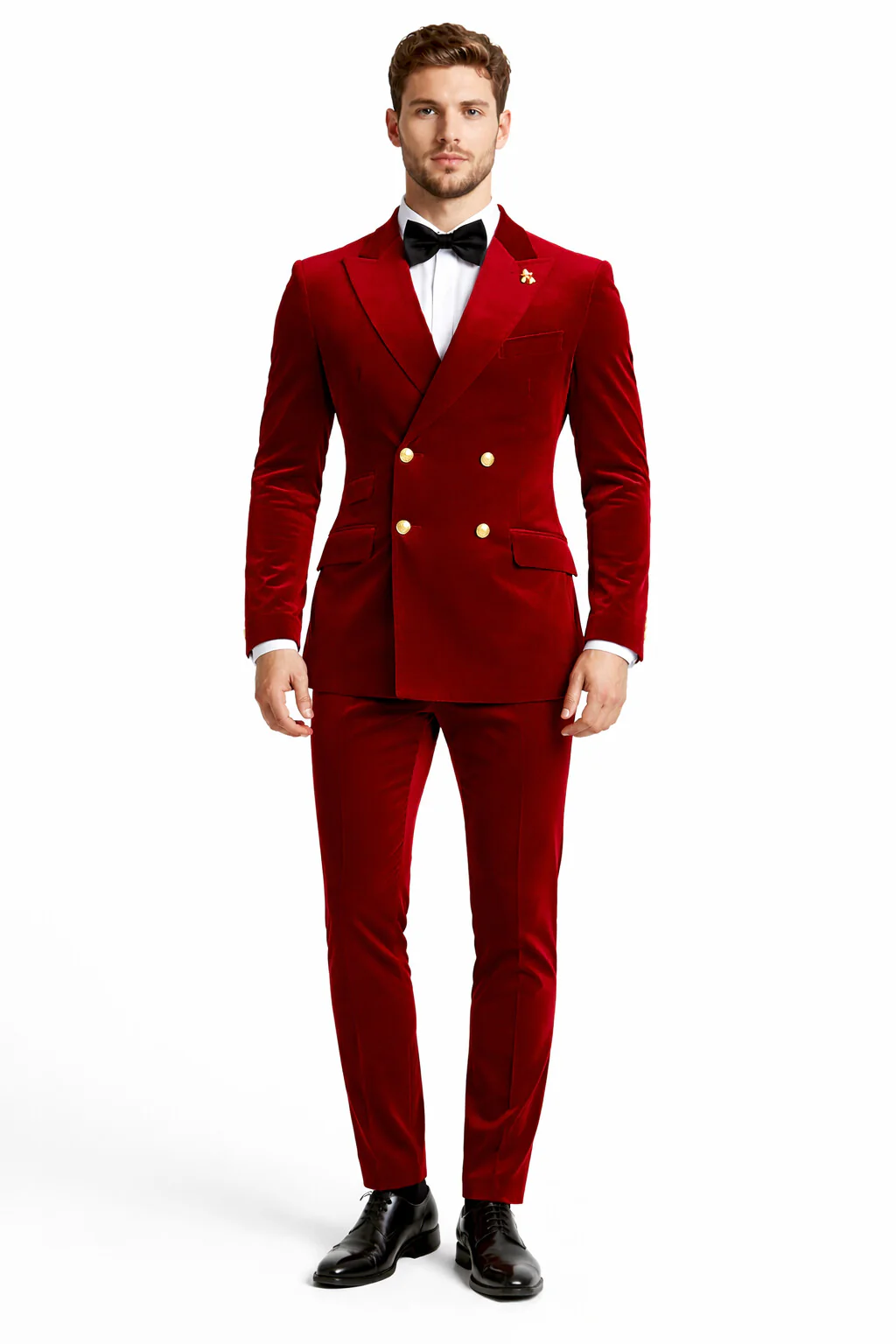 Mens Velvet Suit - Slim Fit Double Breasted Suit Blazer and Pants - Green - Image 11