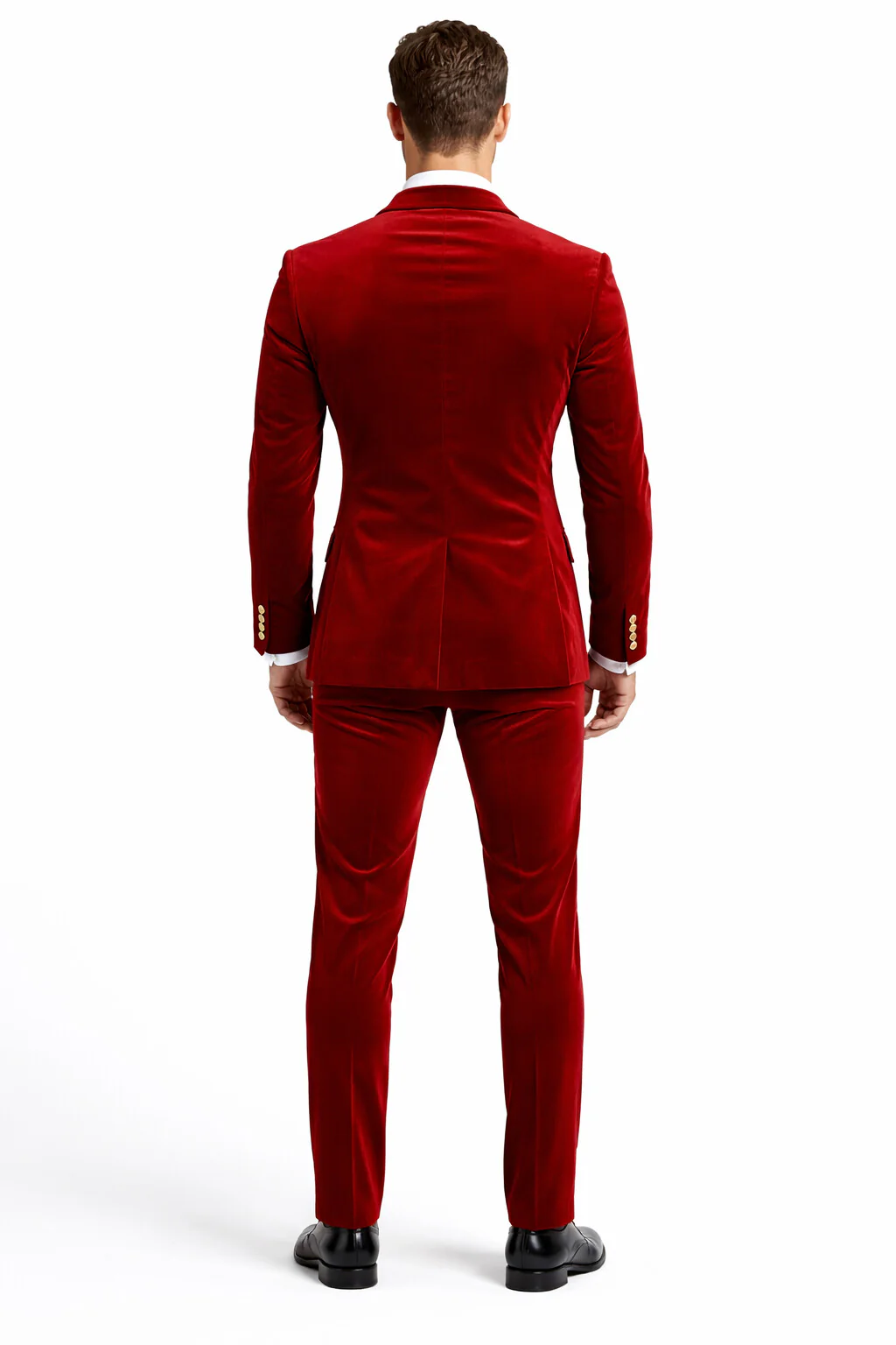 Mens Velvet Suit - Slim Fit Double Breasted Suit Blazer and Pants - Green - Image 12