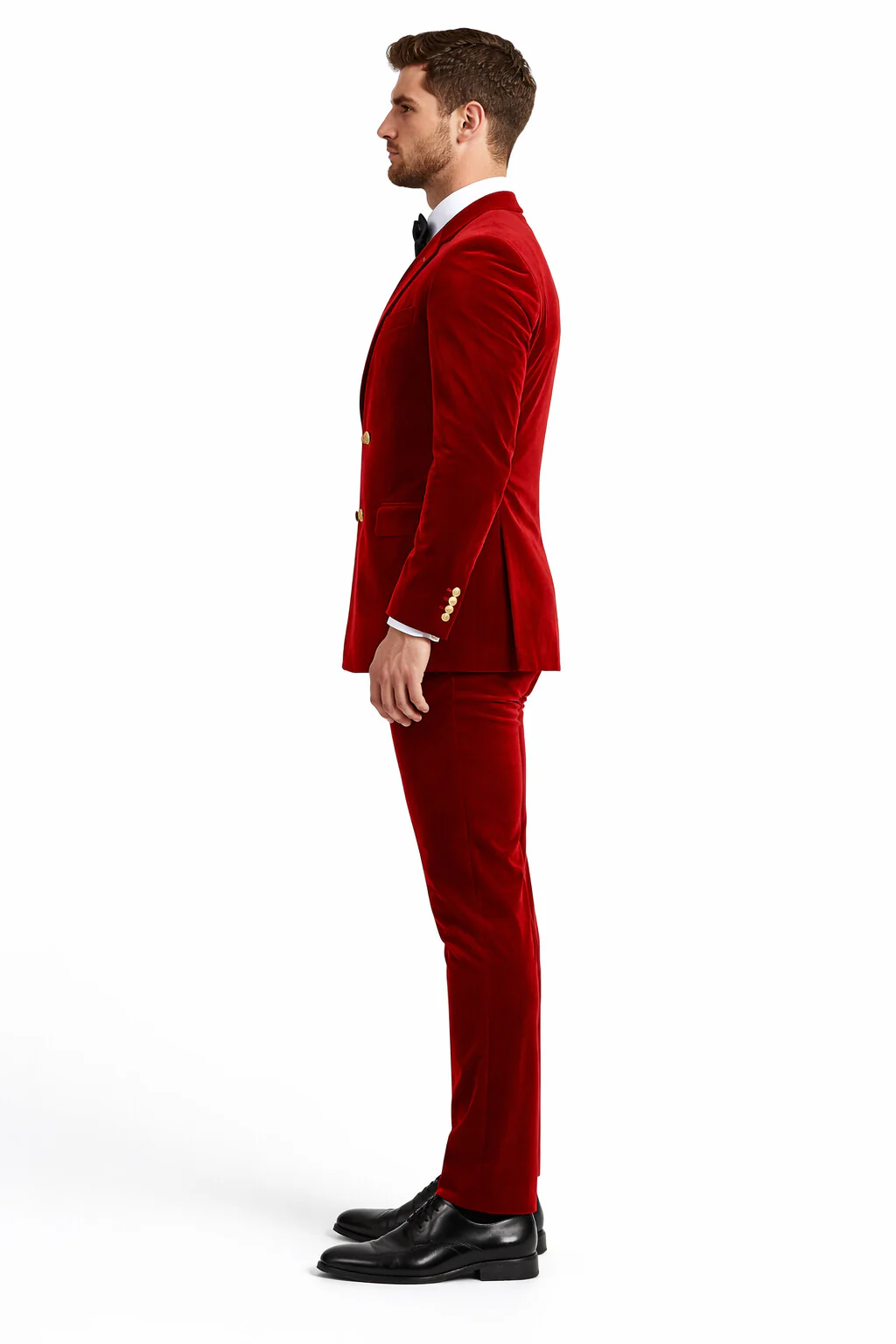 Mens Velvet Suit - Slim Fit Double Breasted Suit Blazer and Pants - Green - Image 13