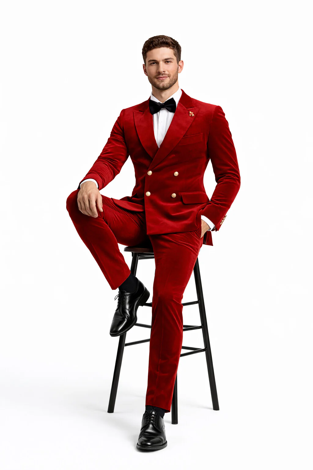 Mens Velvet Suit - Slim Fit Double Breasted Suit Blazer and Pants - Green - Image 14