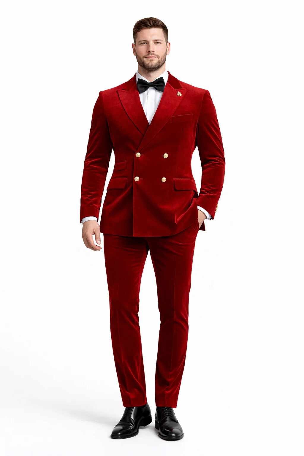 Mens Velvet Suit - Slim Fit Double Breasted Suit Blazer and Pants - Green - Image 16